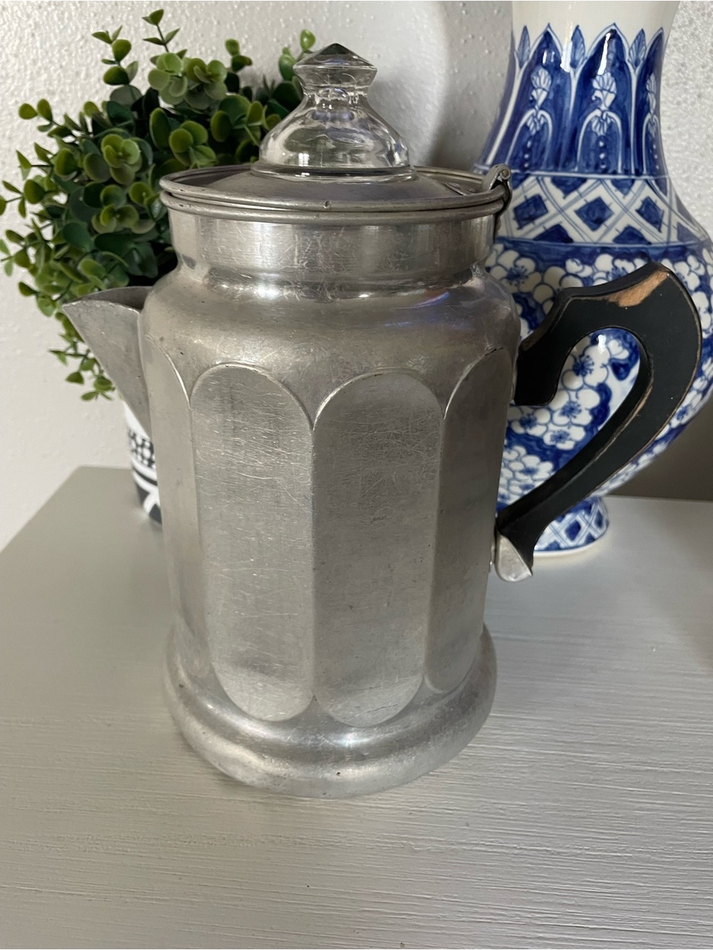 Royal Pure Aluminum Large Coffee Tea Pot 11" with handle Vintage rustic